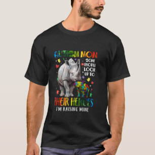 Autism Mum Raising Hero Rhino Autism Awareness T-Shirt