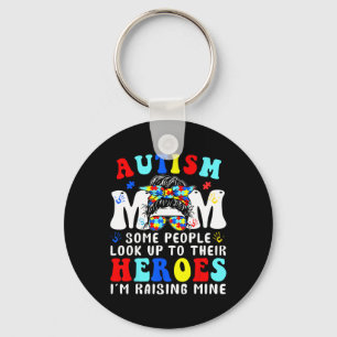 Autism Mum Raising Heroe Messy Bun For Women Autis Key Ring