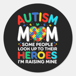 Autism Mum Raising Heros Autism Awareness Be Kind Classic Round Sticker