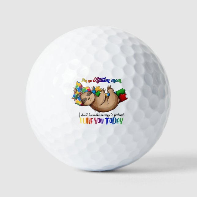 Autism Mum - Sloth Golf Balls (Front)