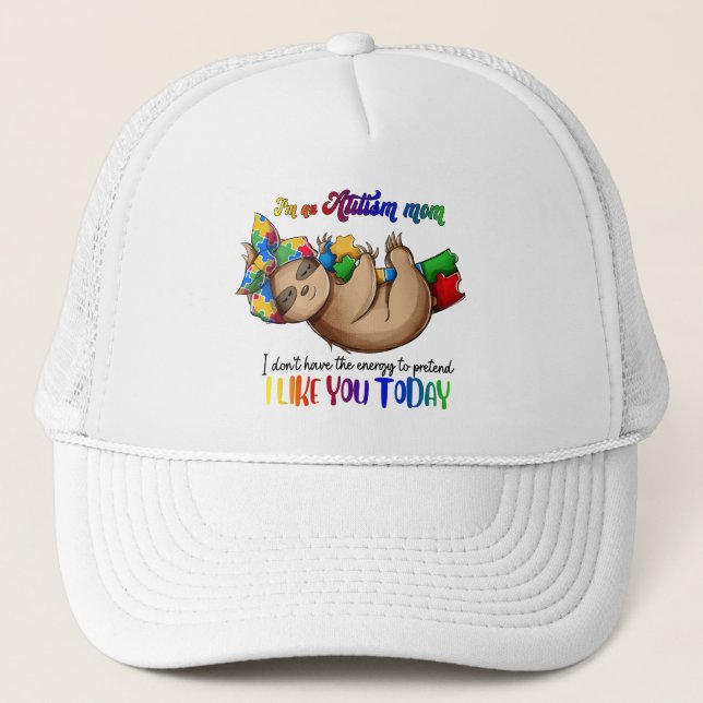 Autism Mum - Sloth Trucker Hat (Front)