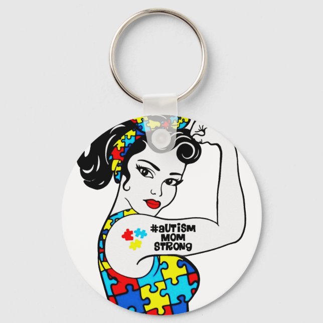 autism mum stron key ring (Front)
