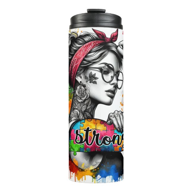 Autism Mum Strong Thermal Tumbler (Front)