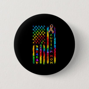 Autism Mum Tee Autism Awareness Tie Dye American F 6 Cm Round Badge