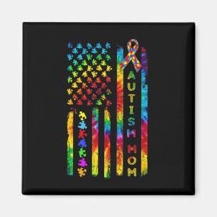 Autism Mum Tee Autism Awareness Tie Dye American F Magnet