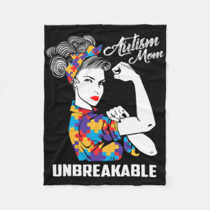 Autism Mum Unbreakable Autism Awareness Gift Fleece Blanket