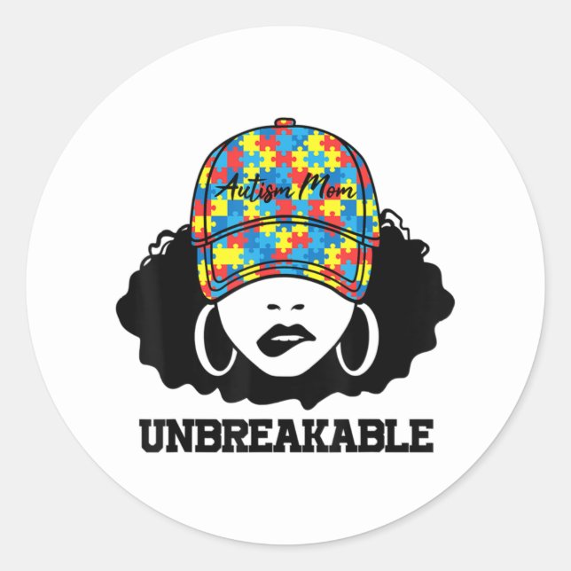 Autism Mum Unbreakable Autism Awareness Mum Mother Classic Round Sticker (Front)