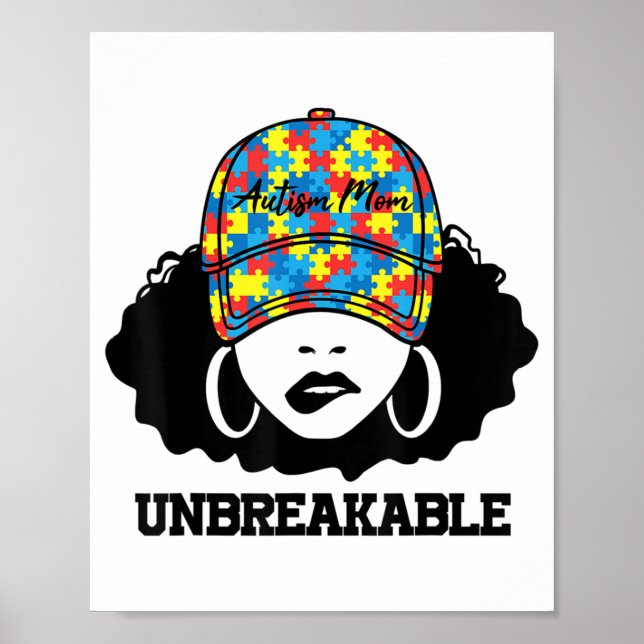 Autism Mum Unbreakable Autism Awareness Mum Mother Poster (Front)