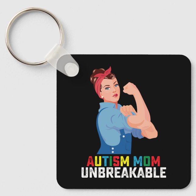 Autism Mum Unbreakable Proud Autistic Family Key Ring (Front)