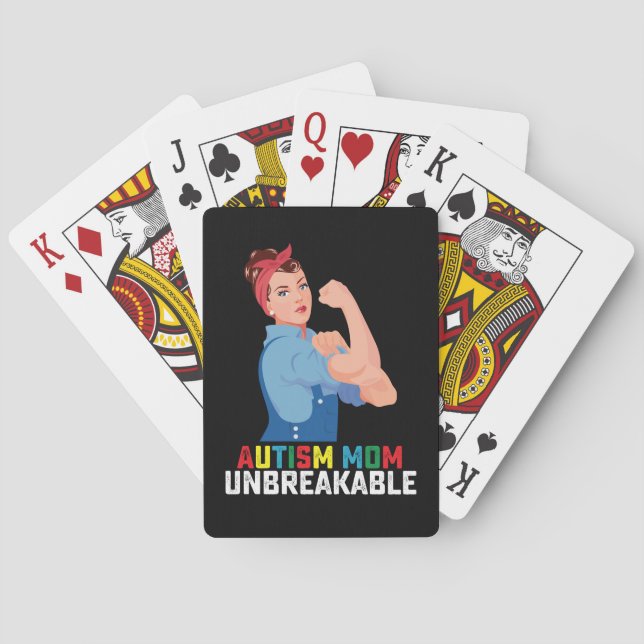 Autism Mum Unbreakable Proud Autistic Family Playing Cards (Back)