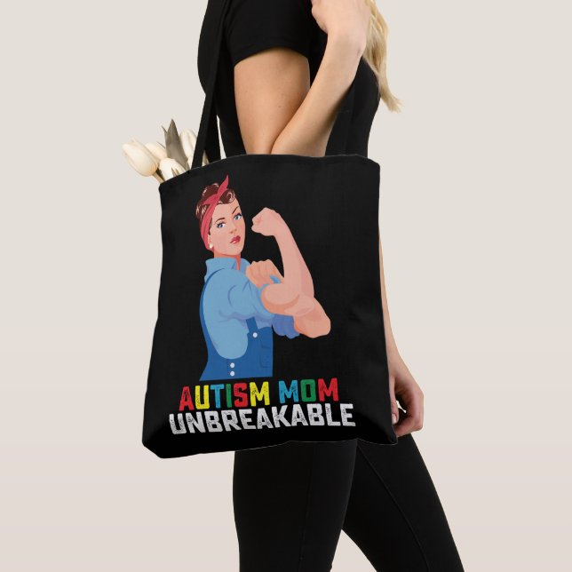 Autism Mum Unbreakable Proud Autistic Family Tote Bag (Close Up)