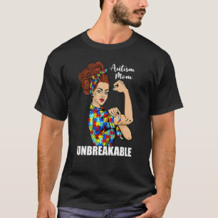 Autism Mum Unbreakable Rosie The Riveter Strong Wo T-Shirt