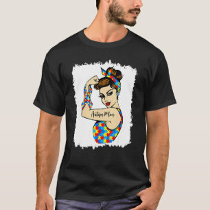 Autism Mum Unbreakable Rosie The Riveter Strong Wo T-Shirt