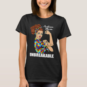 Autism Mum Unbreakable Rosie The Riveter Strong Wo T-Shirt