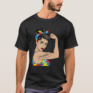Autism Mum Unbreakable Rosie The Riveter Strong Wo T-Shirt