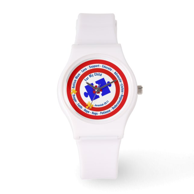 Autism Mum Women's Sporty White Silicon Watch (Front)