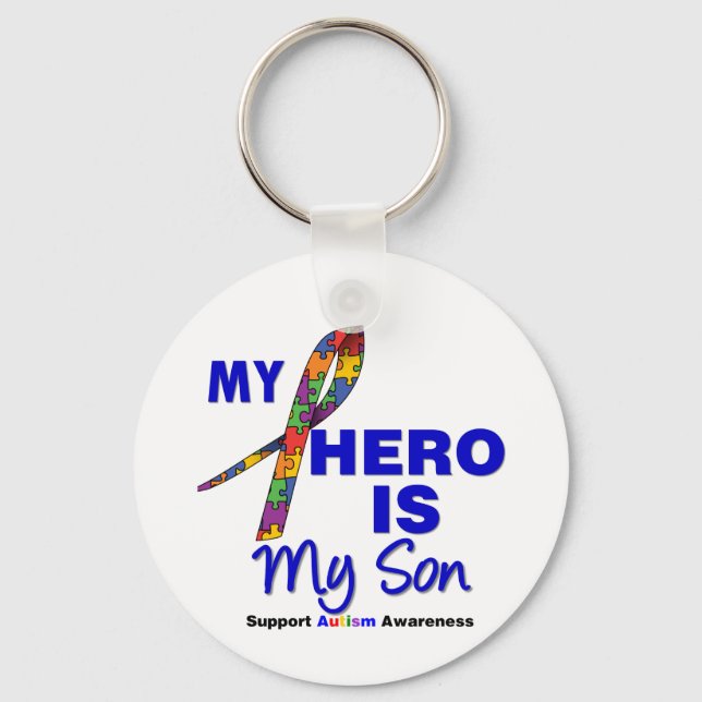 Autism My Hero is My Son Key Ring (Front)