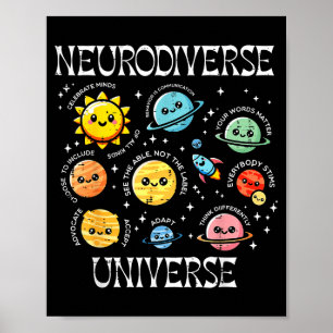 Autism neurodiverse universe asd awareness space poster
