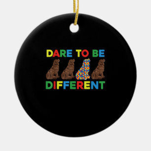 Autism Newfoundland Dog Dad And Dog Mum Ceramic Tree Decoration