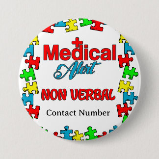 Autism Non Verbal Medical Alert Pin