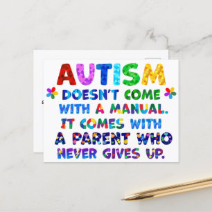 AUTISM Parent Never Gives Up Postcard