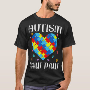 Autism Paw Paw Matching Family Heart Autism Awaren T-Shirt