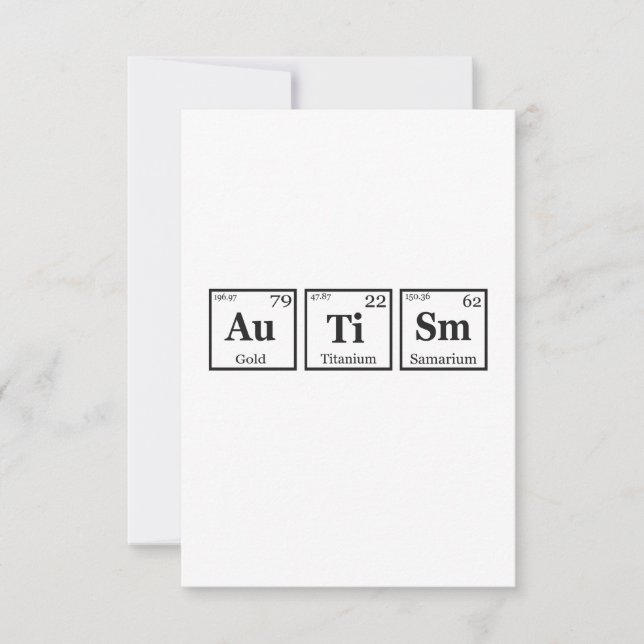 Autism Periodic Table Element Autism Awareness  Thank You Card (Front)