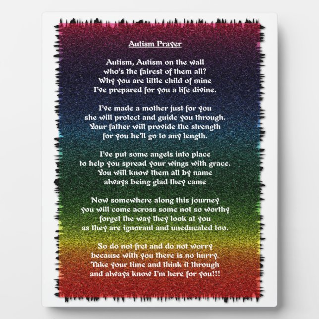 Autism Prayer Multicolored Plaque (Front)