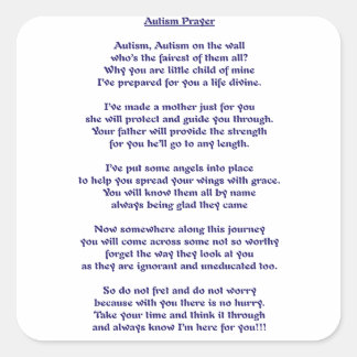 Autism Prayer Square Sticker