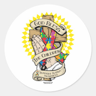 Autism Praying Hands Classic Round Sticker