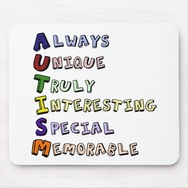 Autism Pride Cute Acrostic Mouse Mat (Front)