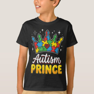 Autism Prince ASD Awareness Puzzle Crown Boys T-Shirt