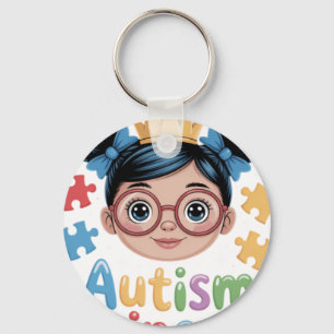 Autism Princess Afro Girls Bow Daughter Autism Awa Key Ring