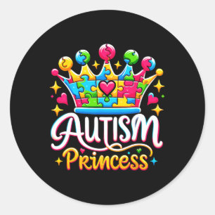 Autism Princess Autism Awareness Queen Girl Classic Round Sticker