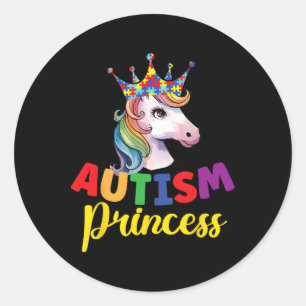 Autism Princess Cute Unicorn Daughter Girl Autism Classic Round Sticker