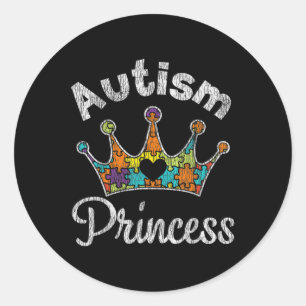 Autism Princess Daughter Family Autistic Awareness Classic Round Sticker