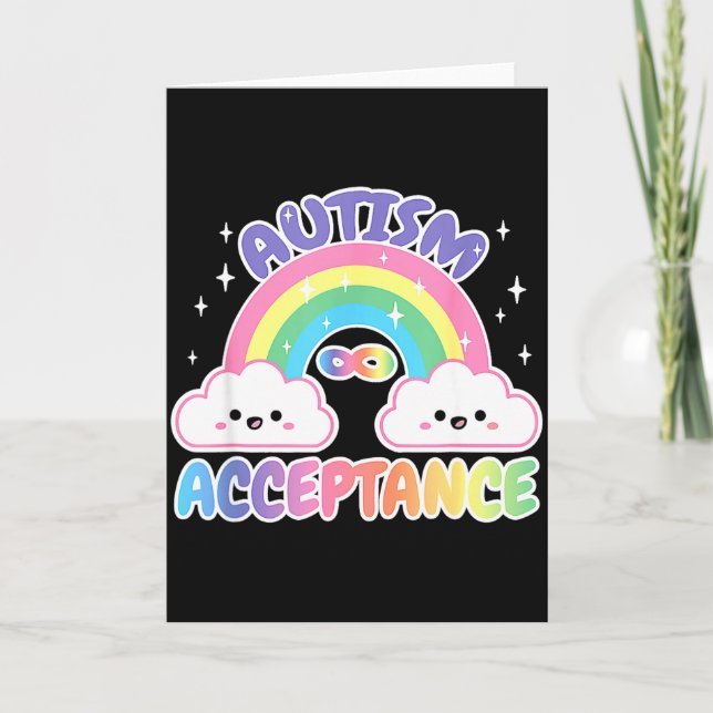 Autism Pro Acceptance Rainbow With Infinity Symbol Card (Front)