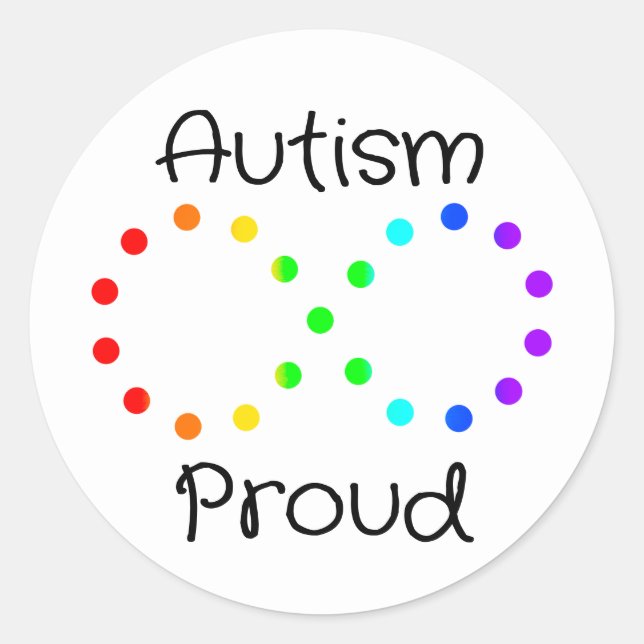 Autism Proud Neurodiversity Acceptance Rainbow Classic Round Sticker (Front)