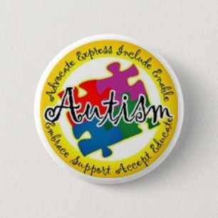 autism puzzle 6 cm round badge