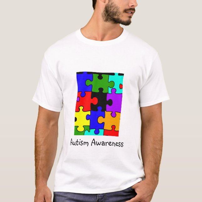 autism puzzle, Autism Awareness T-Shirt (Front)