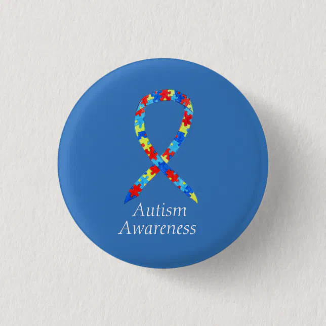 Autism Puzzle Awareness Ribbon Custom Pins | Zazzle