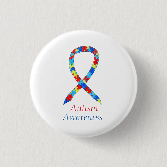 Autism Puzzle Awareness Ribbon Custom Pins | Zazzle