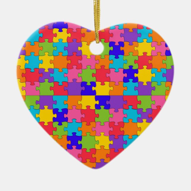 autism puzzle ceramic tree decoration (Front)