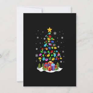 Autism Puzzle Christmas Tree Lights Funny Gift Invitation