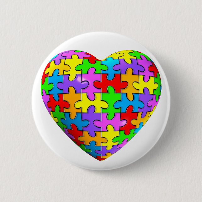 Autism Puzzle Heart 6 Cm Round Badge (Front)