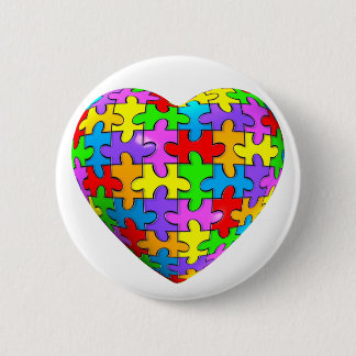 Autism Puzzle Heart 6 Cm Round Badge