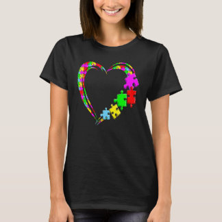 Autism Puzzle Heart Bunch Of Hearts Kids Valentine T-Shirt