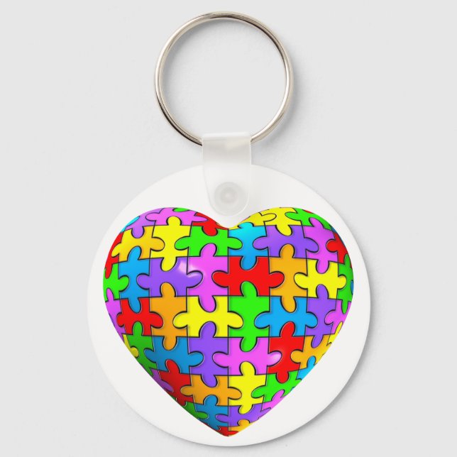 Autism Puzzle Heart Key Ring (Front)