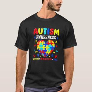 Autism Puzzle Heart Love Accept Understand Autism  T-Shirt
