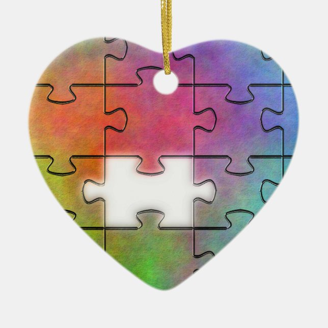 Autism Puzzle -  Heart Ornament (Front)